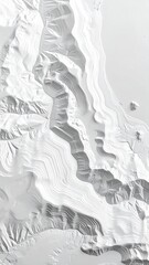 Abstract Topographic Map Concept of a Mountainous Terrain and Coastal Area for Visualization.