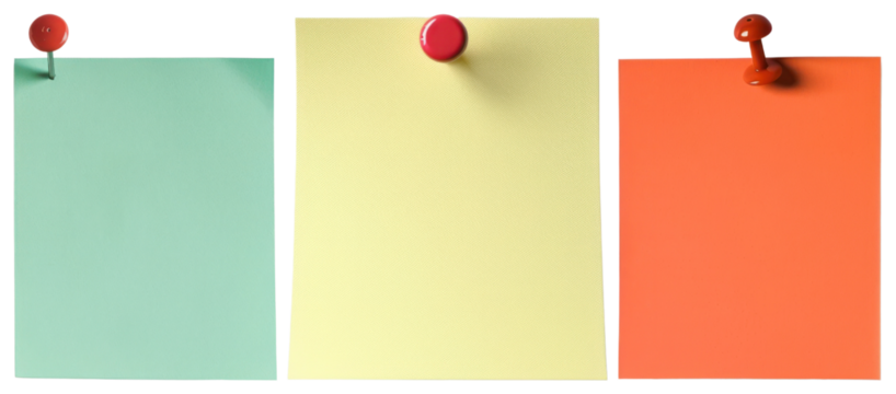PNG Colorful pinned paper notes, element set on transparent background