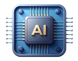 Minimal Flat AI Processor Symbol with Circuit Connections isolated on transparent background
