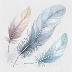 Soft watercolor feathers delicate abstract art gentle pastels subtle textures elegant natural element illustration