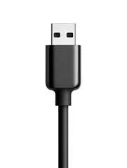Black USB connector against a pure black background