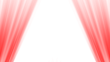 Red velvet stage curtains opening to reveal a black background space