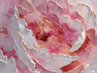 Textured Pink Flower Oil Painting Embossed Petals Artistic Close-up Detail Abstract Blossom