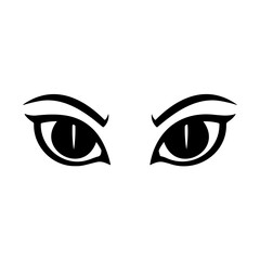 Stylized Cat Eyes Icon - Fierce Animal Gaze. Eyelash and Eyebrow Vector