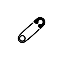 Simple Safety Pin Icon, Sewing and Craft Tool Vector Silhouette