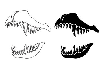 Dinosaur Jaw Bones Set - Prehistoric Fossil Skeletons	