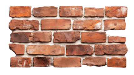 Rustic Brick Wall with Texture on Transparent Background