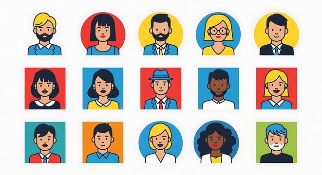 Diverse Cartoon People Avatars - A Collection of Unique Characters.