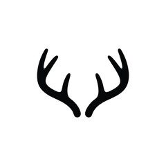 Obraz premium Minimalist Deer Antlers Logo Vector | Simple Black Horns Icon