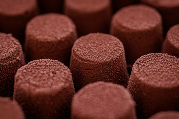 Chocolate mousse desserts with velvet texture