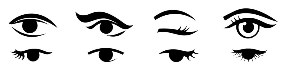 diverse eye expressions in minimalist black and white vector art