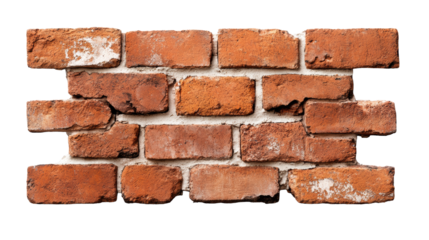 Red Brick Wall Texture on Transparent Background