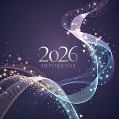 Elegant new year 2026 celebration with sparkling swirls and glitter festivities illustration