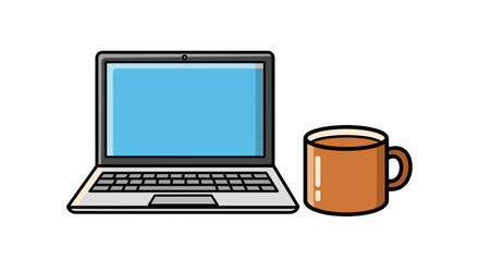 A laptop with a cup of coffee beside it is all you need to have a productive day in the office or at home.