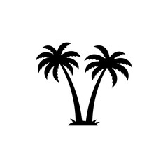 Obraz premium Two simple palm tree icon silhouette vector flat illustration design.