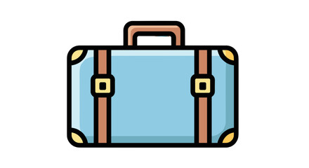 Obraz premium A vintage-inspired suitcase, travel ready, with sturdy straps and classic rounded corners in a light blue color.