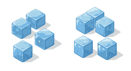 Obraz premium Isometric blue ice cubes with shadows on white background