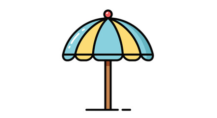 Obraz premium A whimsical beach umbrella with alternating blue and yellow panels, perfect for sunny days and summer vibes! Stand included.