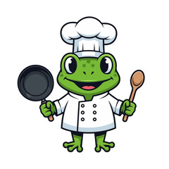 Cartoon chef frog vector illustration