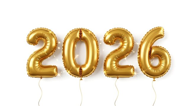 2026 numbers made of ballons on white background