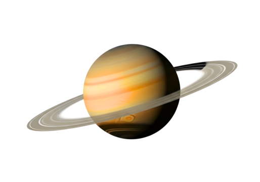 Saturn planet with rings isolated on transparent background