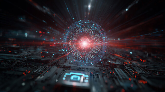 Futuristic concept image of a crypto shield protecting an Earth-like planet from digital attacks, with glowing energy, lightning effects, and dynamic tech elements in motion. - Powered by Adobe