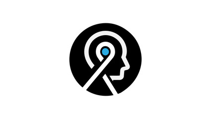 wnovembro azul minimal black and white logo vector icon, 抽象 Logo, لوگو مفهومی, Symbolic Logo Design, Conceptual Logo Design, Ribbon Health Logo, White Ribbon Cancer Logo Design, face icon, mind icon 