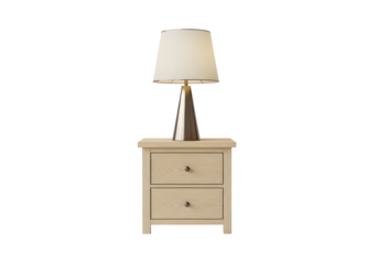 Modern bedside table with lamp isolated on transparent background