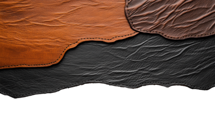 Textured Leather Layers on Transparent Background