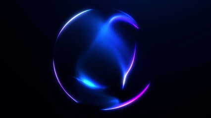 Glowing blue and purple plasma sphere with smooth light reflections and liquid gradient energy forming luminous abstract orb on dark background in futuristic style