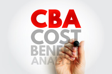 CBA Cost-benefit Analysis - systematic approach to estimating the strengths and weaknesses of alternatives, acronym text concept background