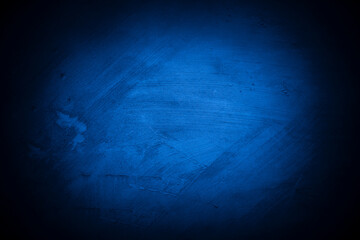 Old wall pattern texture cement blue dark abstract  blue color design are light with black gradient background.