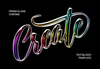 Prismatic Glass Text & Logo Effect Mockup