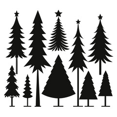 Fototapeta premium Collection of christmas tree silhouettes for holiday