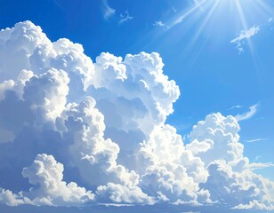 Sunlit Cumulus Clouds - A Bright and Airy Sky.