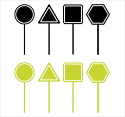 Versatile Blank Traffic Board Icon Vector Illustration. Features an Empty Road Sign or Roadside Signpost ready for Notice, Information, Danger, or Guide graphics. Essential template for Transportation