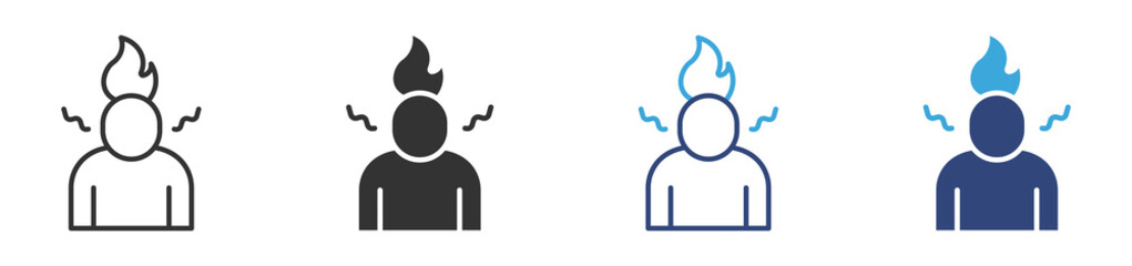 Burnout icon set, vector illustration .