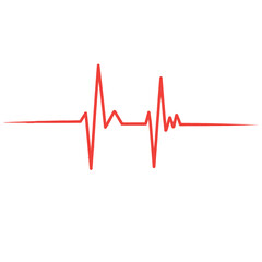 Red heartbeat vector graphic illustration representing medical and healthcare concepts