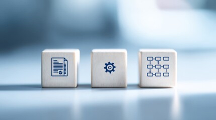 Business process automation concept with wooden blocks