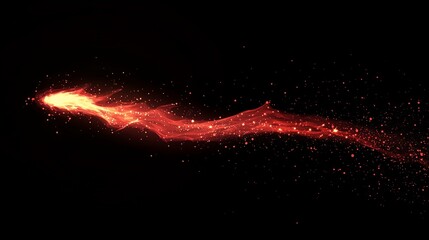 Streaking Red and Orange Plasma Trail with Glowing Sparks on a Solid Black Background