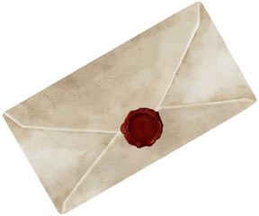 Antique Mail Old Envelope Watercolor Illustration