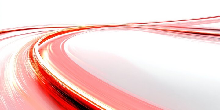 Abstract flowing red and white light trails curve across a bright background - Powered by Adobe