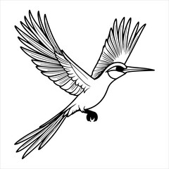 Travel and Nature Illustrated in Vector Style, This Vibrant Dynamic Flying Bird Illustration Vector is Perfect for Digital Freedom Promotions in Flat Design.