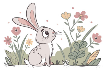 easter bunny with flowers