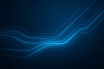 A minimal futuristic background with glowing blue wave lines flowing across a dark gradient surface, symbolizing technology, innovation, and digital connectivity.