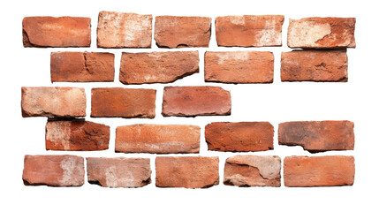 Obraz premium Textured Red Brick Wall on Transparent Background