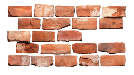 Textured Red Brick Wall on Transparent Background
