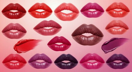 Obraz premium Luscious Lips A Variety of Shades and Textures on Gradient Background