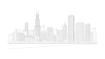 City Skyline: A captivating urban panorama showcases a diverse array of modern architecture, symbolizing the pulse and progress of the city.