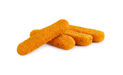 Crispy fish or cheese snacks served on a white background for delightful snacking